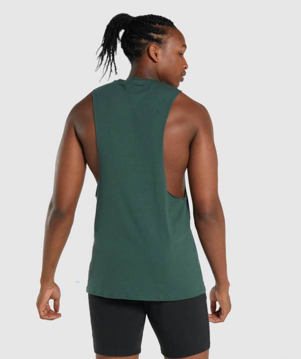 Panske Tielko Gymshark Critical 2.0 Drop Arm Tmavo Zelene | GF4570239
